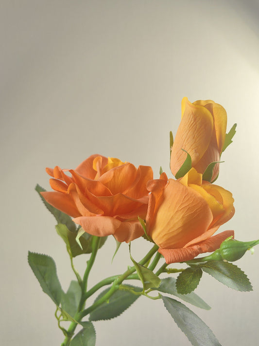 Vibrant Orange Rose Art Lifelike Faux Flower Stems beflorist